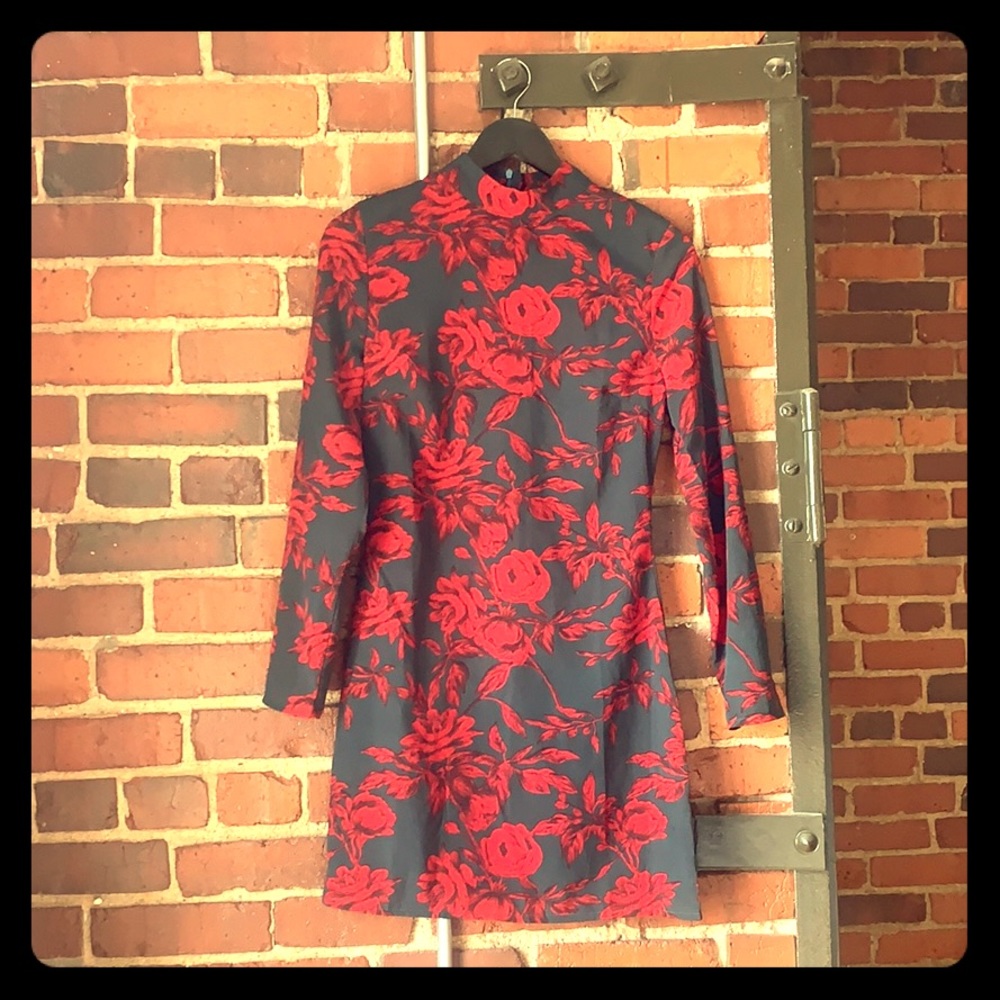 Parisian High Neck Floral Shift Dress, Size 6